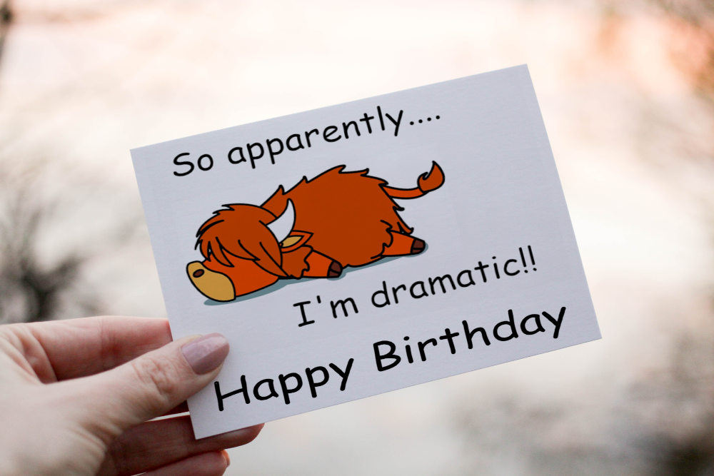 Highland Cow Birthday Card, Card for Birthday, Greetings Card